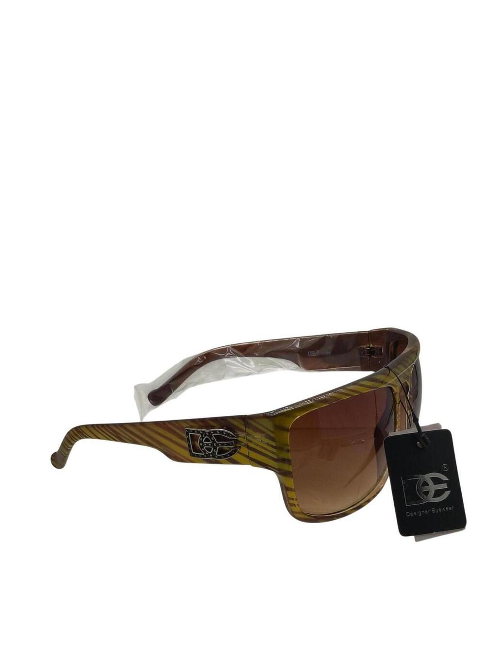 632 Designer Eyewear sunglasses with yellow and brown striped pattern